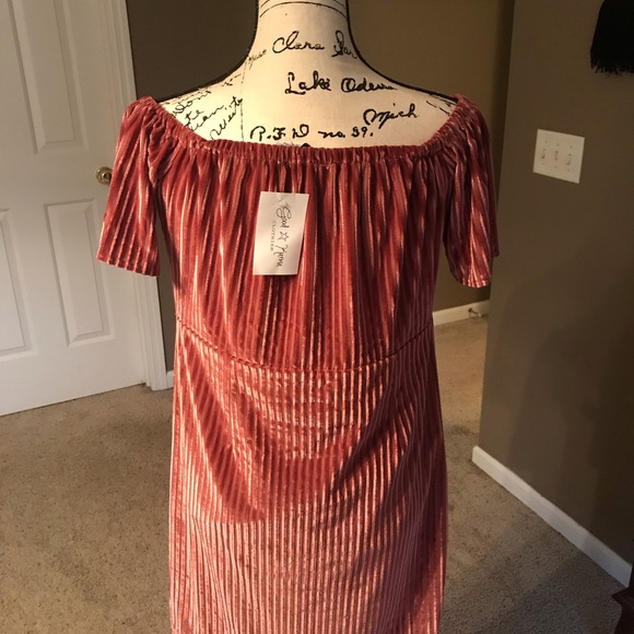 Dark Blush Pink Velvet Dress with Stretch NWT LG - Picture 3 of 9